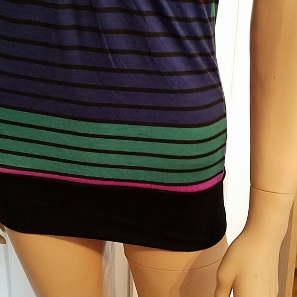 Multi Colored Striped Top w/ Beaded Halter - Picture 3 of 7
